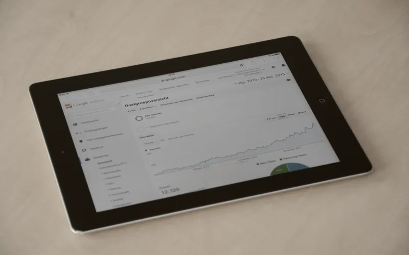 An analytics dashboard on a screen