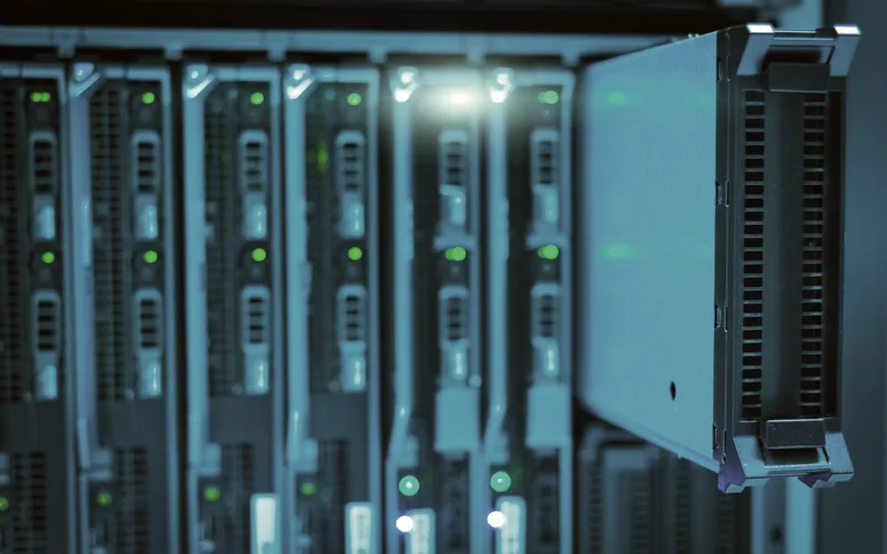 Rows of servers in a data centre